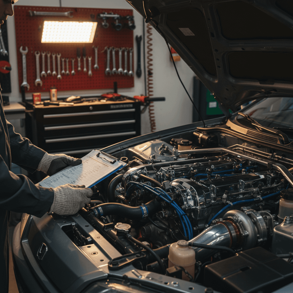 Quality inspector reviewing vehicle documentation and compliance records